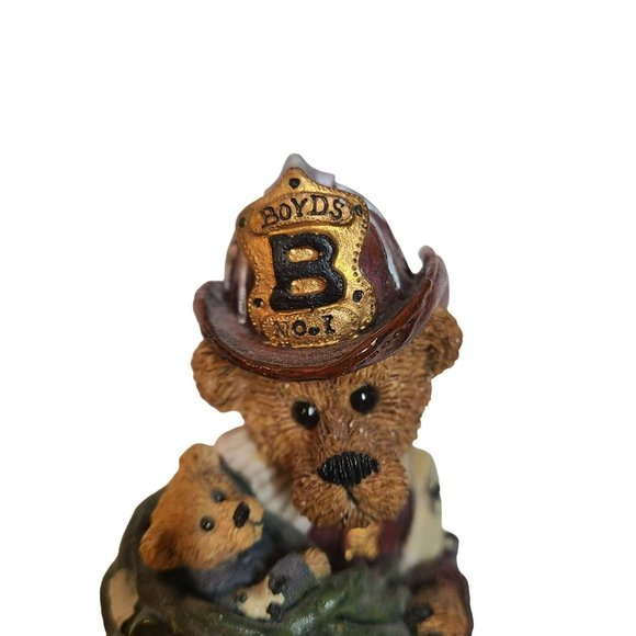 Boyds Bears Elliot The Hero Statue 1996 Bearstone Collection 2280 Firefighter - Picture 8 of 11